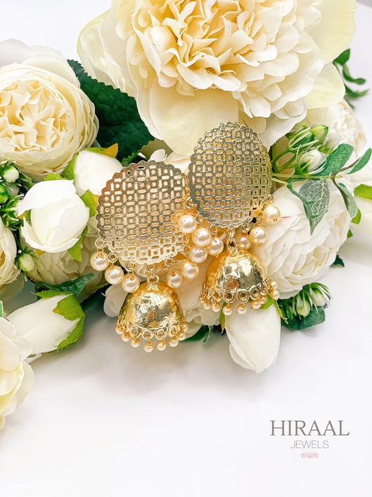 Heera Pearl Kundan Oversized Earrings